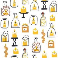 seamless pattern with candles. hand drawn vector illustration.