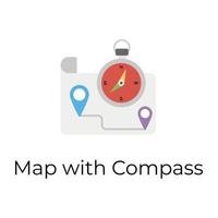Map with compass vector