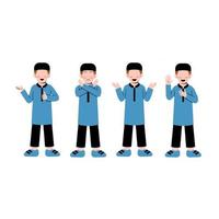 Set Of Muslim Little Boy Character vector