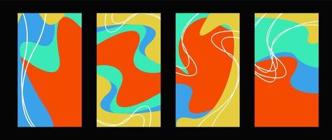 Collection of handrawn wave shape colorful background vector