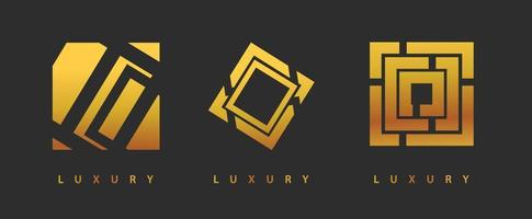 logotipo de lujo cuadrado dorado cuadrado abstracto vector