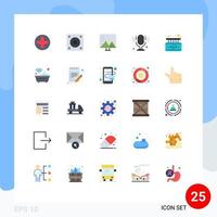 Universal Icon Symbols Group of 25 Modern Flat Colors of sale sound altering image microphone photo retouching Editable Vector Design Elements