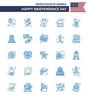 Group of 25 Blues Set for Independence day of United States of America such as cola shop chips packages bag Editable USA Day Vector Design Elements