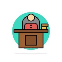 Desk Business Computer Laptop Person Personal User Abstract Circle Background Flat color Icon vector