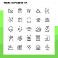 Set of Ireland Independence Day Line Icon set 25 Icons Vector Minimalism Style Design Black Icons Set Linear pictogram pack