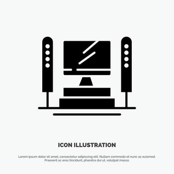 Computer Computing Server Cpu Solid Black Glyph Icon vector