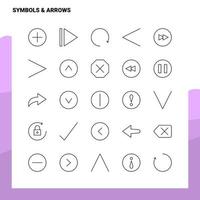 conjunto de símbolos flechas conjunto de iconos de línea 25 iconos diseño de estilo minimalista vectorial conjunto de iconos negros paquete de pictogramas lineales vector