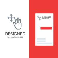 Three Finger Gestures Hold Grey Logo Design and Business Card Template vector