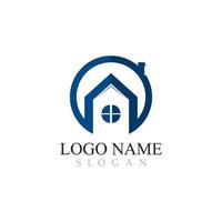 diseño de logotipos de bienes raíces, propiedades y construcción para letreros corporativos de negocios. vector