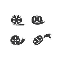 Film roll logo - vector black cinema and movie design element or icon