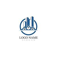 diseño de logotipos de bienes raíces, propiedades y construcción para letreros corporativos de negocios. vector