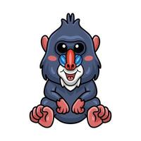 Cute little mandrill cartoon sitting vector