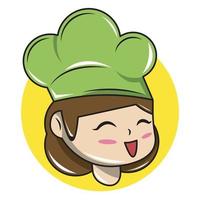 Female chef logo with happy face vector