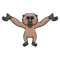Cute little baboon monkey cartoon raising hands vector