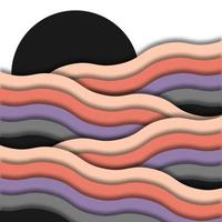 Abstract waves background with papercut style vector