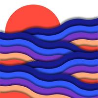 Abstract waves background with papercut style vector