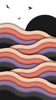 Abstract waves background with papercut style vector