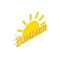 Sun and summer icon, isometric 3d style vector