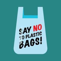 Say no to plastic bags text on bag vector