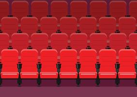 Red chairs in movie theater vector