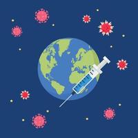 Planet earth with syringe vector