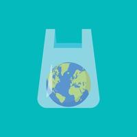 Plastic bag with planet earth inside vector