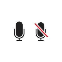 Muted and unmuted microphone icons vector