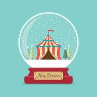 carpa de circo en bola de cristal de feliz navidad vector