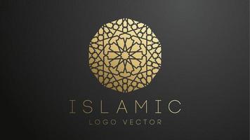 3D Gold Islamic logo. Geometric islamic ornament round mandala. Muslim logo EPS 10 vector