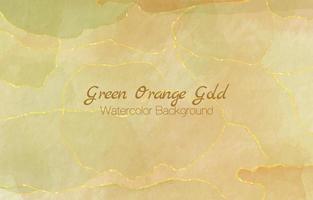 fondo de acuarela de oro naranja verde vector