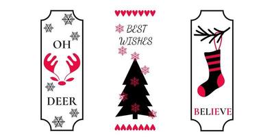 Best Wishes, Believe, Oh Deer quotes. Celebration long sign vector design. Winter Farmhouse signs for Christmas ornaments and typographic design. Vector