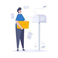 Flat design sending letters through mailbox vector