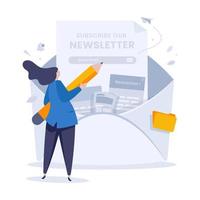 Flat design writes a newsletter update vector