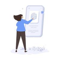 Fingerprint unlock to access passcode illustration vector