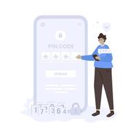 código pin para desbloquear la ilustración plana de acceso de seguridad de contraseña vector