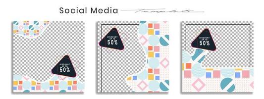 Editable instagram templates. Social media story and post frames. Layout design for marketing promotions. Cover. Set of sale banner template. Social network Backgrounds. Square puzzles. vector