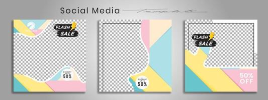 Editable instagram templates. Social media story and post frames. Layout design for marketing promotions. Cover. Set of sale banner template. Social network Backgrounds. Square puzzles. vector