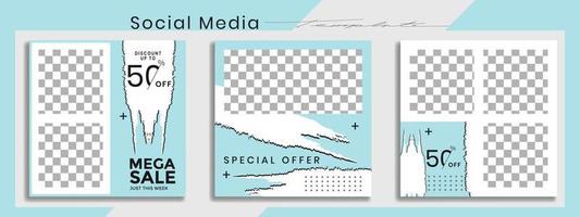 Editable instagram templates. Social media story and post frames. Layout design for marketing promotions. Cover. Set of sale banner template. Social network Backgrounds. Square puzzles. vector