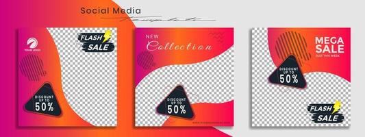 Editable instagram templates. Social media story and post frames. Layout design for marketing promotions. Cover. Set of sale banner template. Social network Backgrounds. Square puzzles. vector