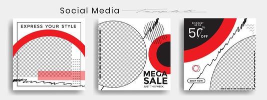 Editable instagram templates. Social media story and post frames. Layout design for marketing promotions. Cover. Set of sale banner template. Social network Backgrounds. Square puzzles. vector