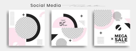 Editable instagram templates. Social media story and post frames. Layout design for marketing promotions. Cover. Set of sale banner template. Social network Backgrounds. Square puzzles. vector