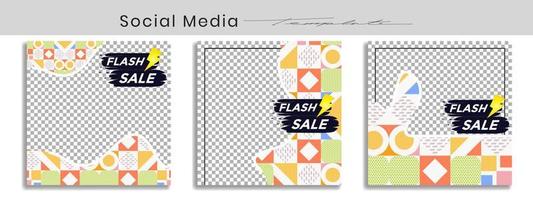 Editable instagram templates. Social media story and post frames. Layout design for marketing promotions. Cover. Set of sale banner template. Social network Backgrounds. Square puzzles. vector