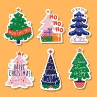 Cute Christmas Greeting Stickers vector