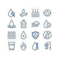 Set Of Water Icon Flat Outline Style vector