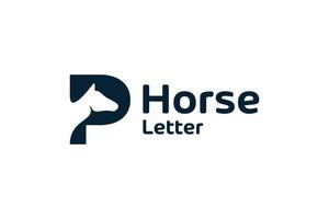 Letter p with negative space of horse logo icon vector