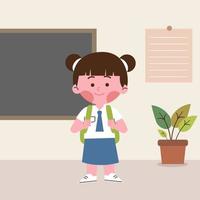 Girl student with backpack vector