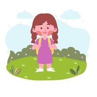 Girl student with backpack vector