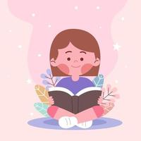 Girl reading book vector