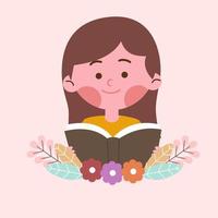 Girl reading book vector