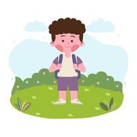 boy student with backpack vector